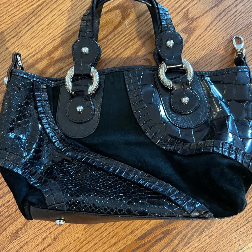 Black leather and suede Braccialini purse